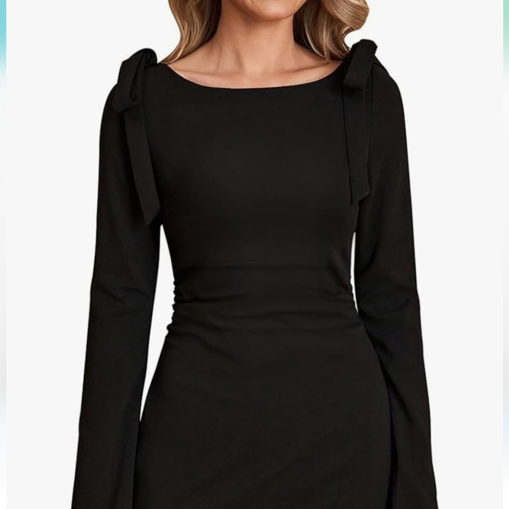 Black Long Sleeve Cocktail Mini Dress – NWT, Size Medium - Picture 7 of 9